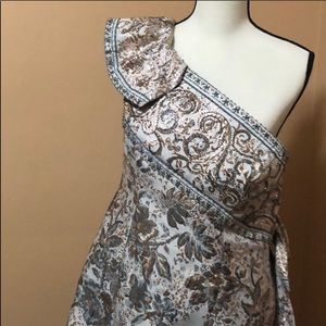 Evening dress size 16 grey embroidered